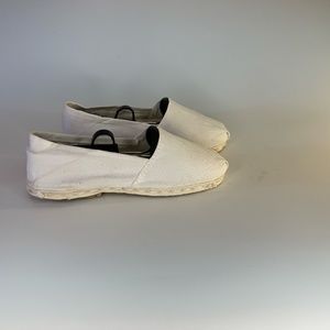Classic Canvas Alpargata Slip On Shoes - White , Size 8 Men’s
